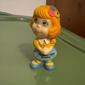 Vintage Berrie little girl figurine Friendship needs no words plastic